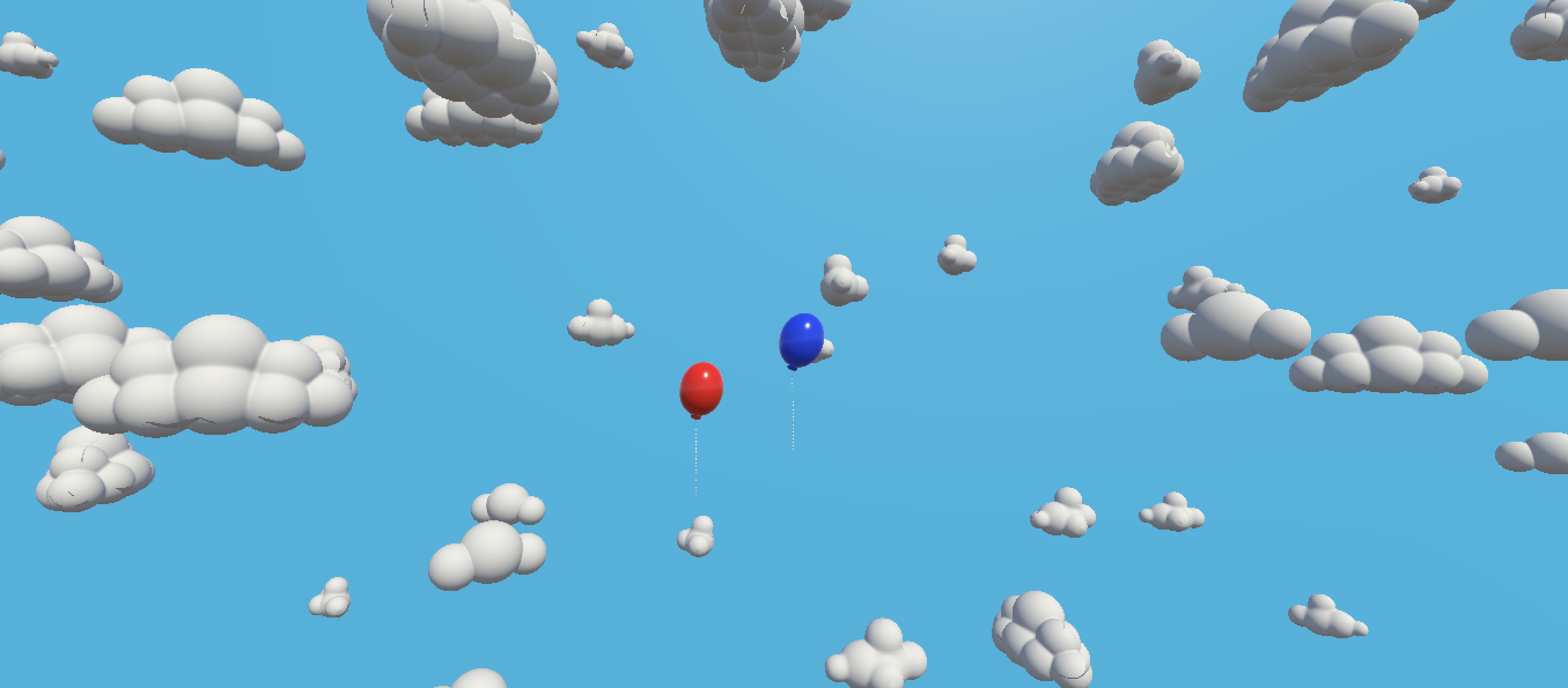 Inside of a virtual bedroom with a bright, painterly aesthetic, you see a lamp, a book, a toy block, and a tennis racket stacked on top of each other playfully.